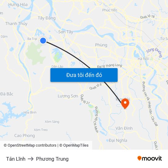 Tản Lĩnh to Phương Trung map