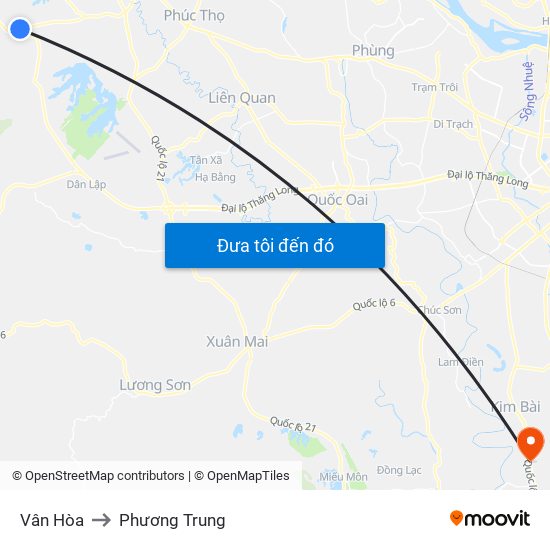 Vân Hòa to Phương Trung map