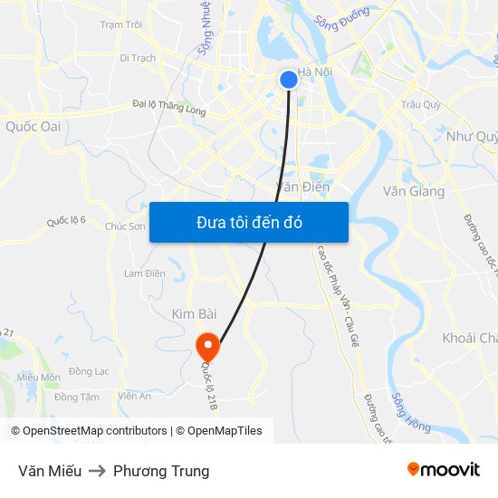 Văn Miếu to Phương Trung map