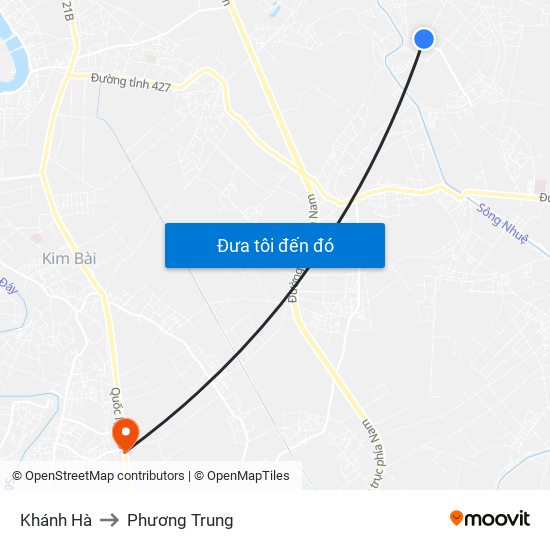 Khánh Hà to Phương Trung map