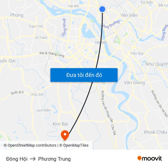 Đông Hội to Phương Trung map