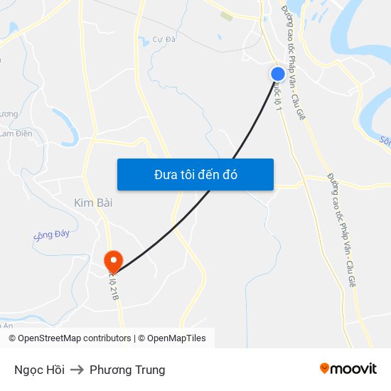 Ngọc Hồi to Phương Trung map