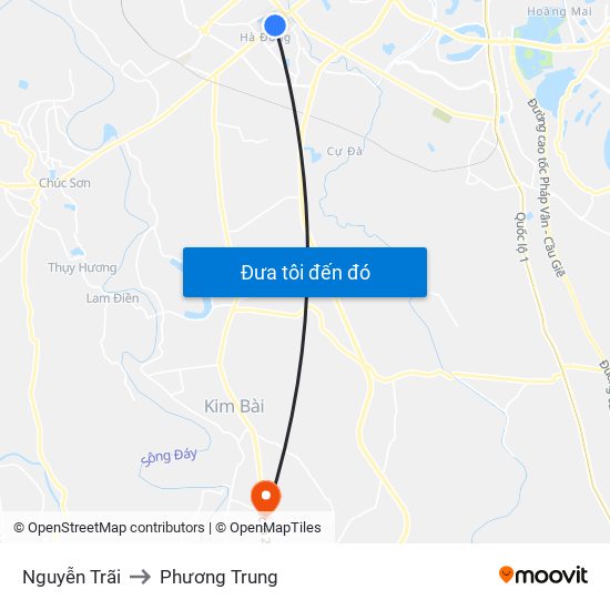 Nguyễn Trãi to Phương Trung map
