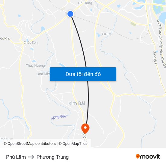 Phú Lãm to Phương Trung map