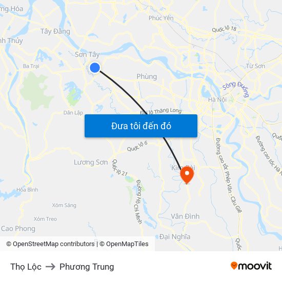 Thọ Lộc to Phương Trung map