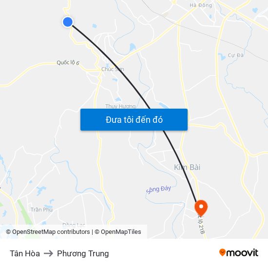 Tân Hòa to Phương Trung map