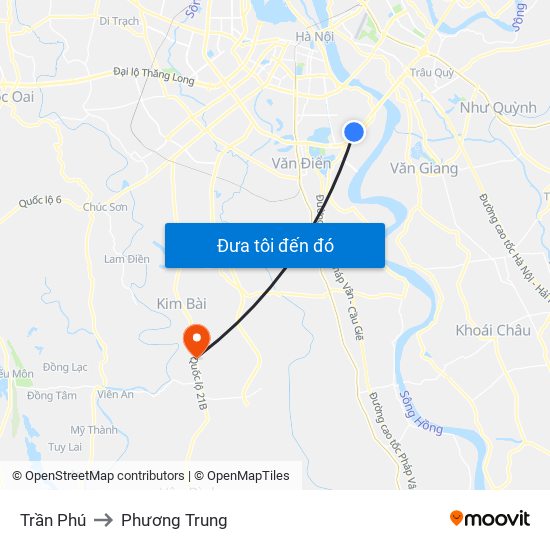 Trần Phú to Phương Trung map