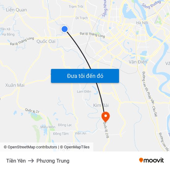 Tiền Yên to Phương Trung map