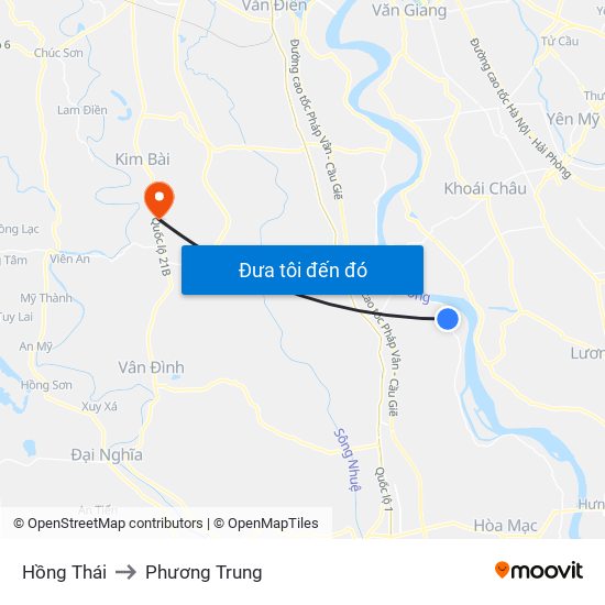 Hồng Thái to Phương Trung map