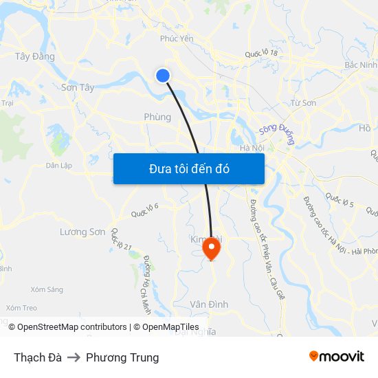 Thạch Đà to Phương Trung map