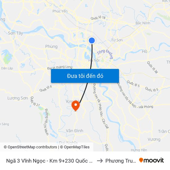 Ngã 3 Vĩnh Ngọc - Km 9+230 Quốc Lộ 3 to Phương Trung map