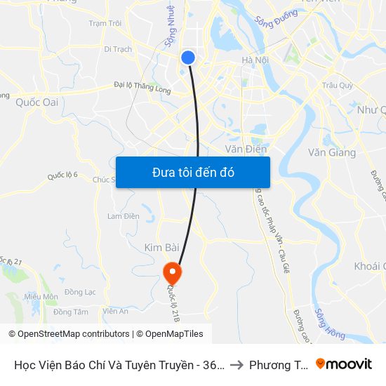 Học Viện Báo Chí Và Tuyên Truyền - 36 Xuân Thủy to Phương Trung map