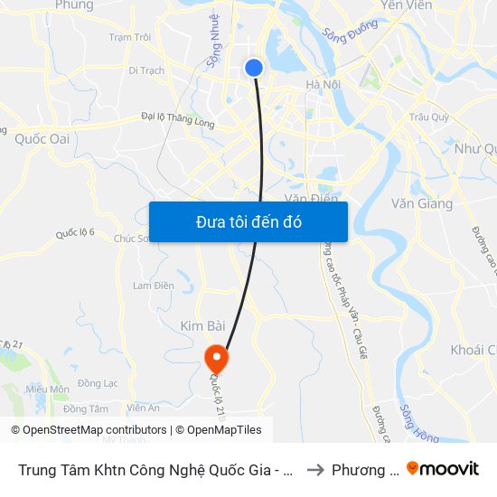 Trung Tâm Khtn Công Nghệ Quốc Gia - 18 Hoàng Quốc Việt to Phương Trung map