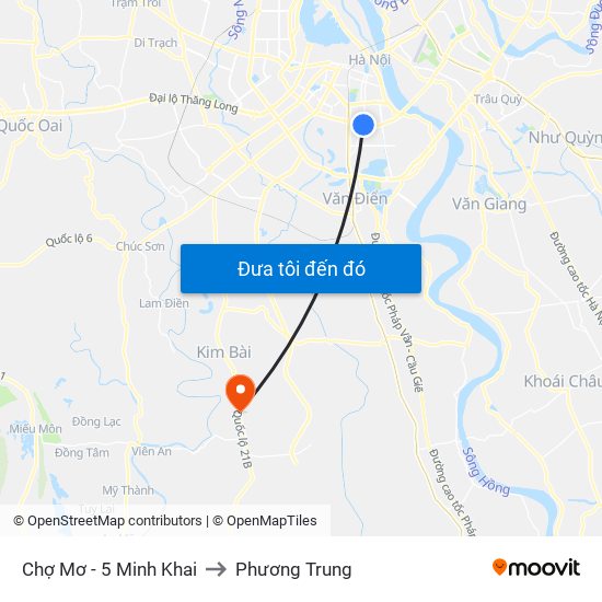 Chợ Mơ - 5 Minh Khai to Phương Trung map