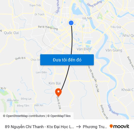 89 Nguyễn Chí Thanh - Ktx Đại Học Luật to Phương Trung map