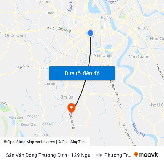 Sân Vận Động Thượng Đình - 129 Nguyễn Trãi to Phương Trung map