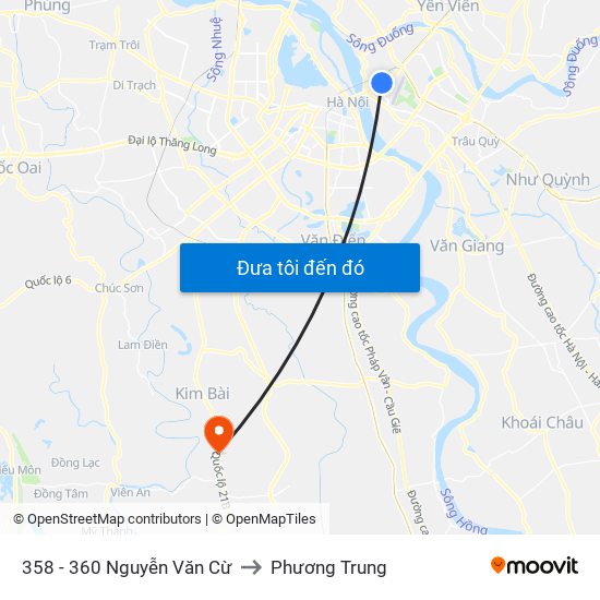 358 - 360 Nguyễn Văn Cừ to Phương Trung map