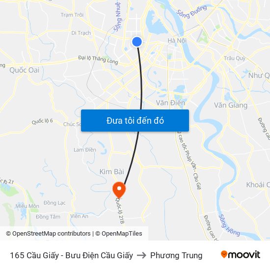 165 Cầu Giấy - Bưu Điện Cầu Giấy to Phương Trung map