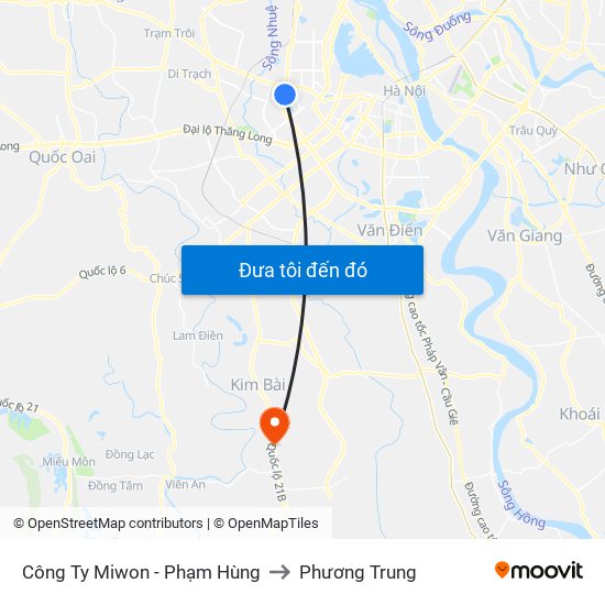 Công Ty Miwon - Phạm Hùng to Phương Trung map