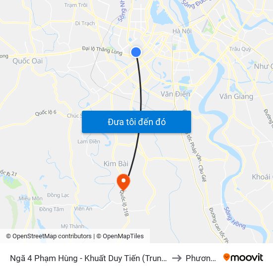 Ngã 4 Phạm Hùng - Khuất Duy Tiến (Trung Tâm Hội Nghị Quốc Gia) to Phương Trung map