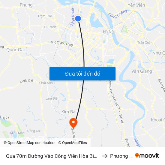 Qua 70m Đường Vào Công Viên Hòa Bình - Phạm Văn Đồng to Phương Trung map