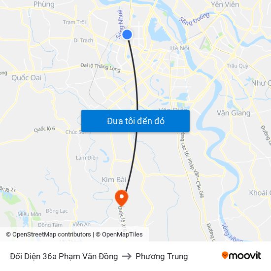 Đối Diện 36a Phạm Văn Đồng to Phương Trung map