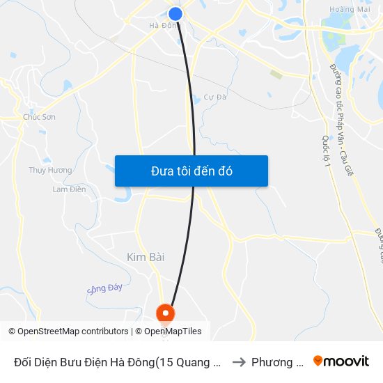 Đối Diện Bưu Điện Hà Đông(15 Quang Trung Hà Đông) to Phương Trung map