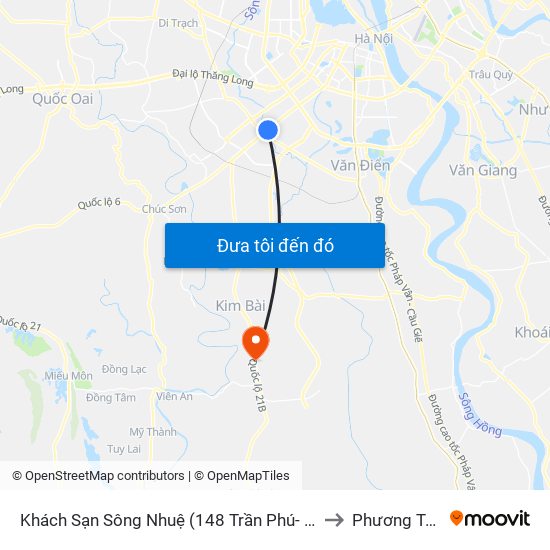 Khách Sạn Sông Nhuệ (148 Trần Phú- Hà Đông) to Phương Trung map