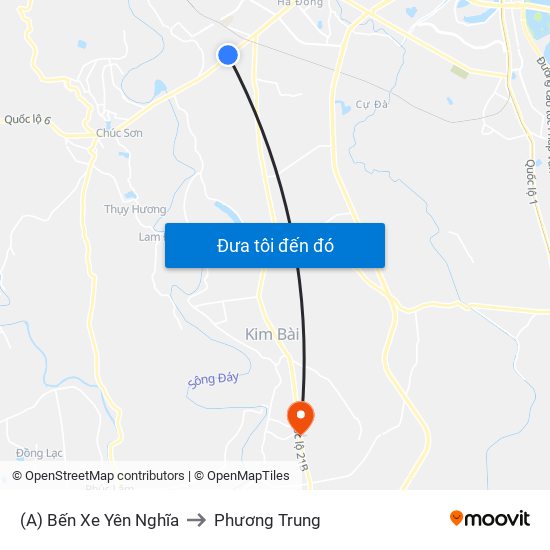 (A) Bến Xe Yên Nghĩa to Phương Trung map