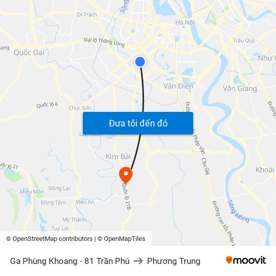 Ga Phùng Khoang - 81 Trần Phú to Phương Trung map