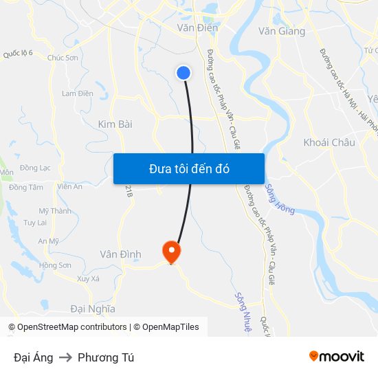 Đại Áng to Phương Tú map