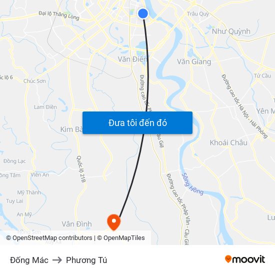 Đống Mác to Phương Tú map