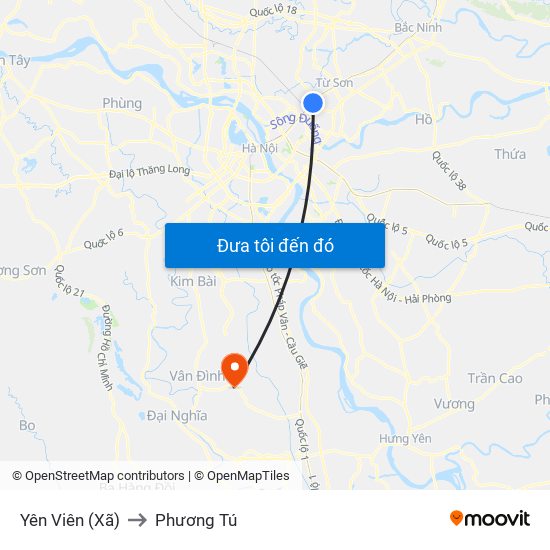 Yên Viên (Xã) to Phương Tú map