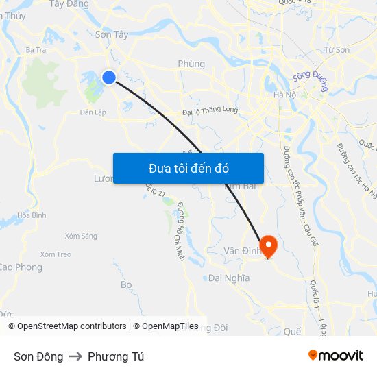 Sơn Đông to Phương Tú map