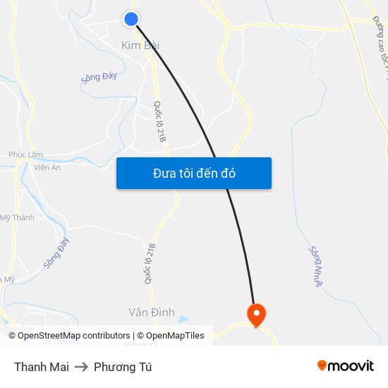 Thanh Mai to Phương Tú map