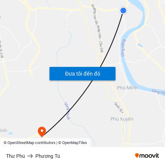 Thư Phú to Phương Tú map