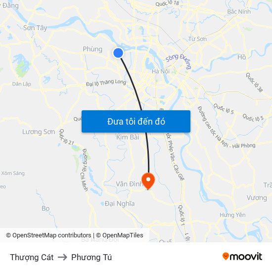 Thượng Cát to Phương Tú map