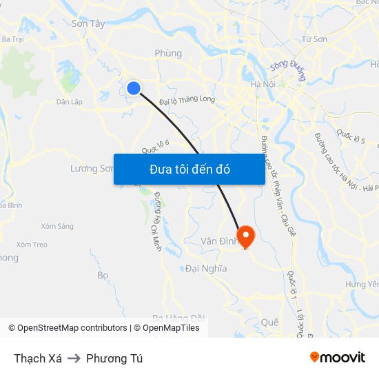 Thạch Xá to Phương Tú map