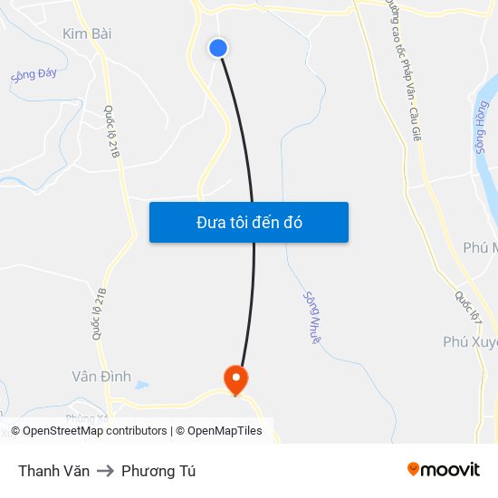 Thanh Văn to Phương Tú map