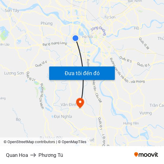 Quan Hoa to Phương Tú map