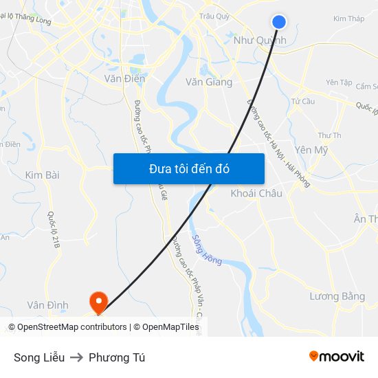 Song Liễu to Phương Tú map