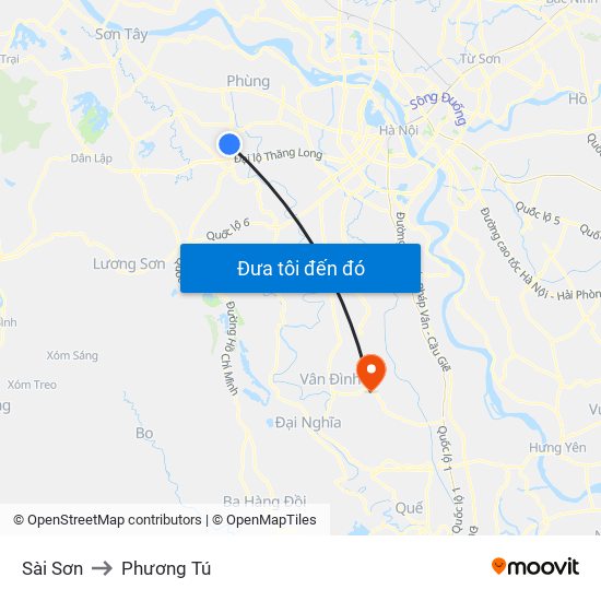 Sài Sơn to Phương Tú map