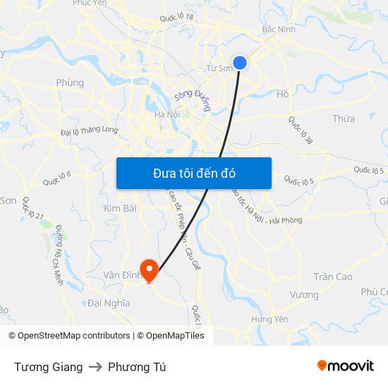 Tương Giang to Phương Tú map