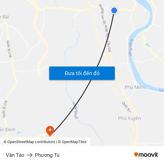 Vân Tảo to Phương Tú map