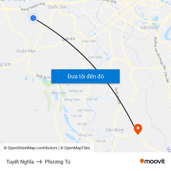 Tuyết Nghĩa to Phương Tú map