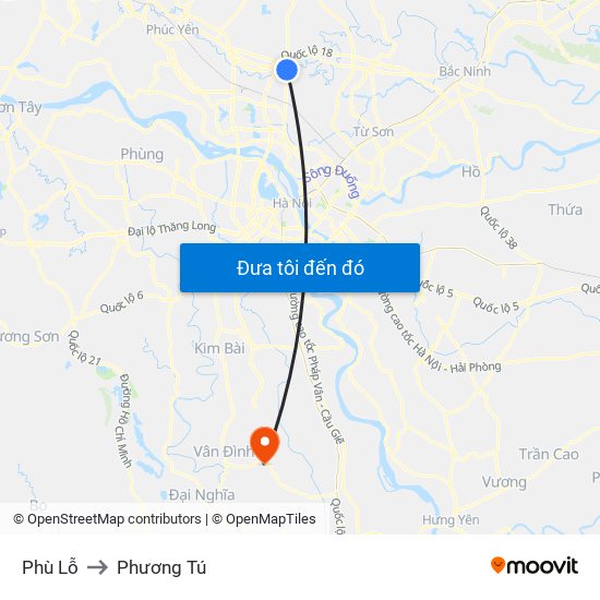 Phù Lỗ to Phương Tú map