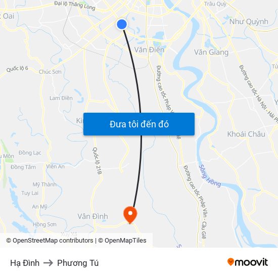 Hạ Đình to Phương Tú map