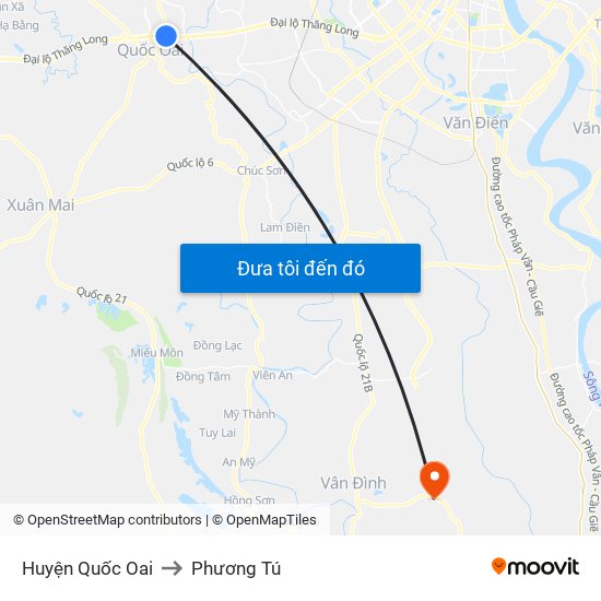 Huyện Quốc Oai to Phương Tú map