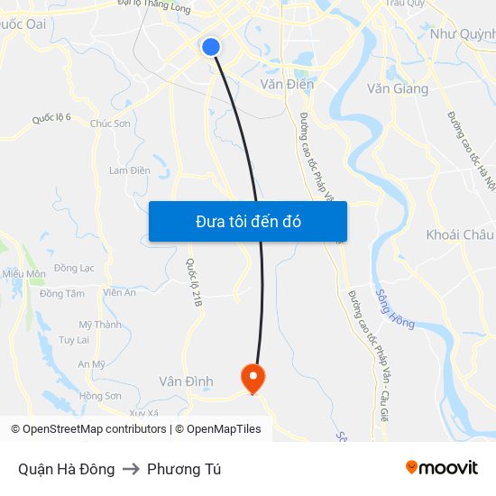 Quận Hà Đông to Phương Tú map