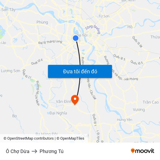 Ô Chợ Dừa to Phương Tú map